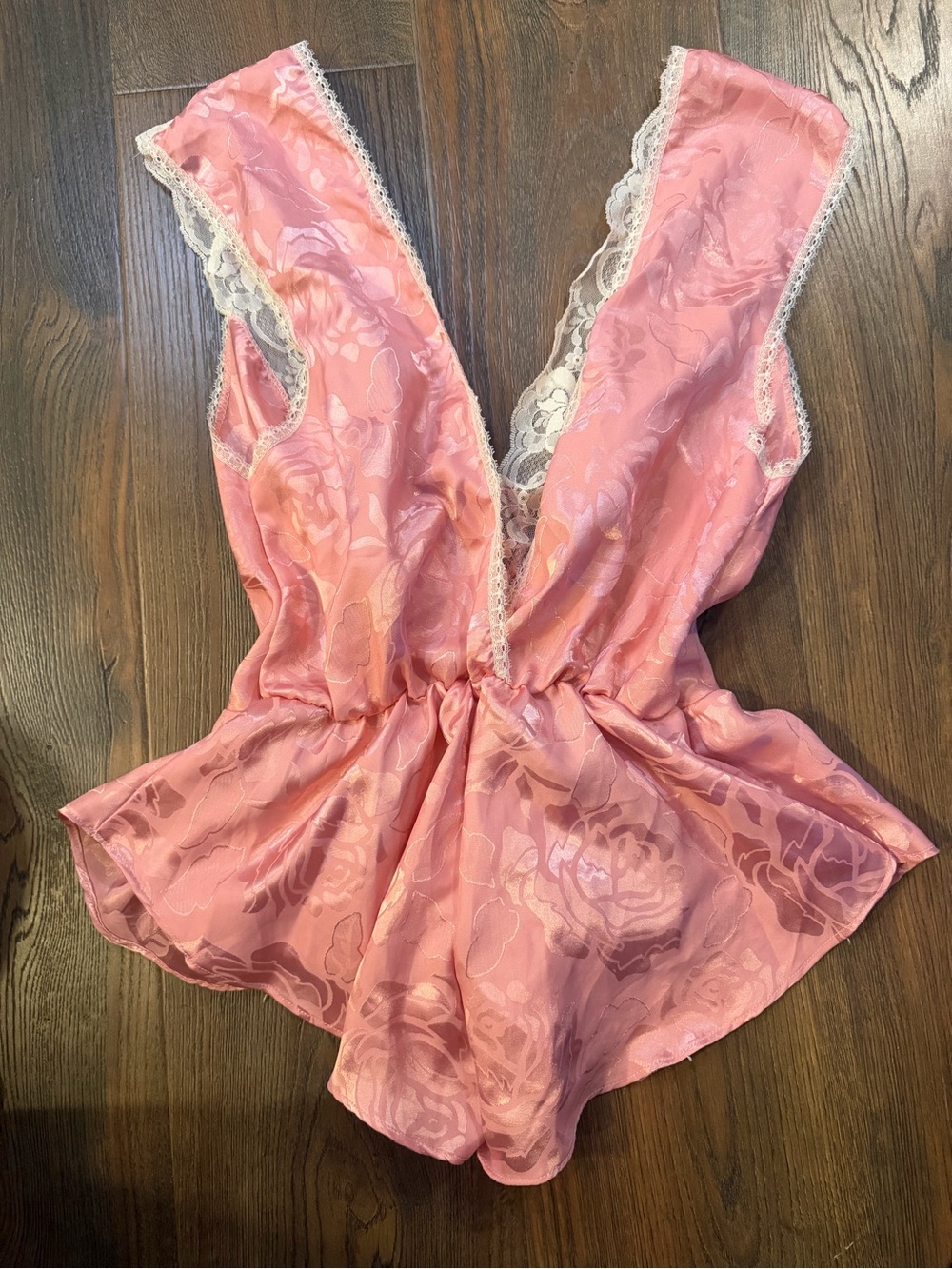 Lily of France Vintage 80s Pink Satin Lace-Trim Chemise Lingerie - Picture 4 of 5